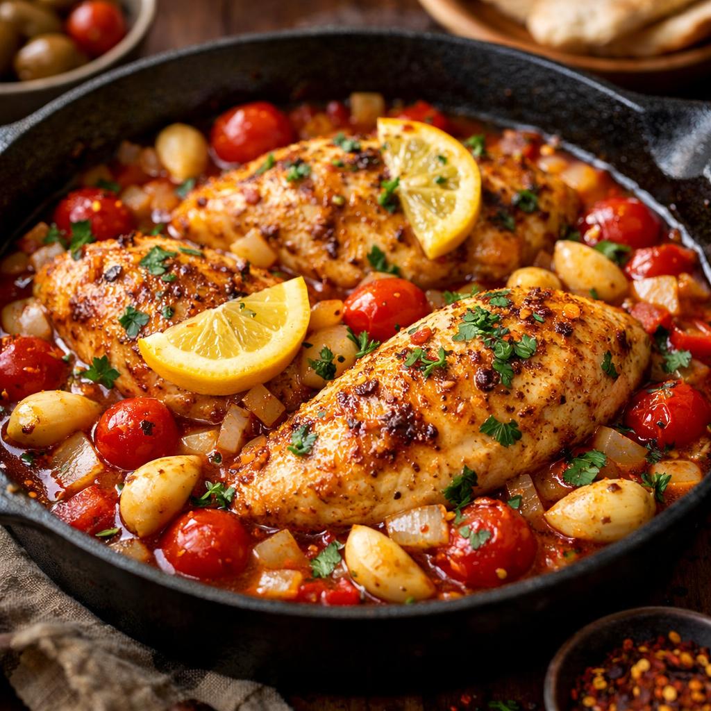 Spicy Lemon-Garlic Chicken Skillet
