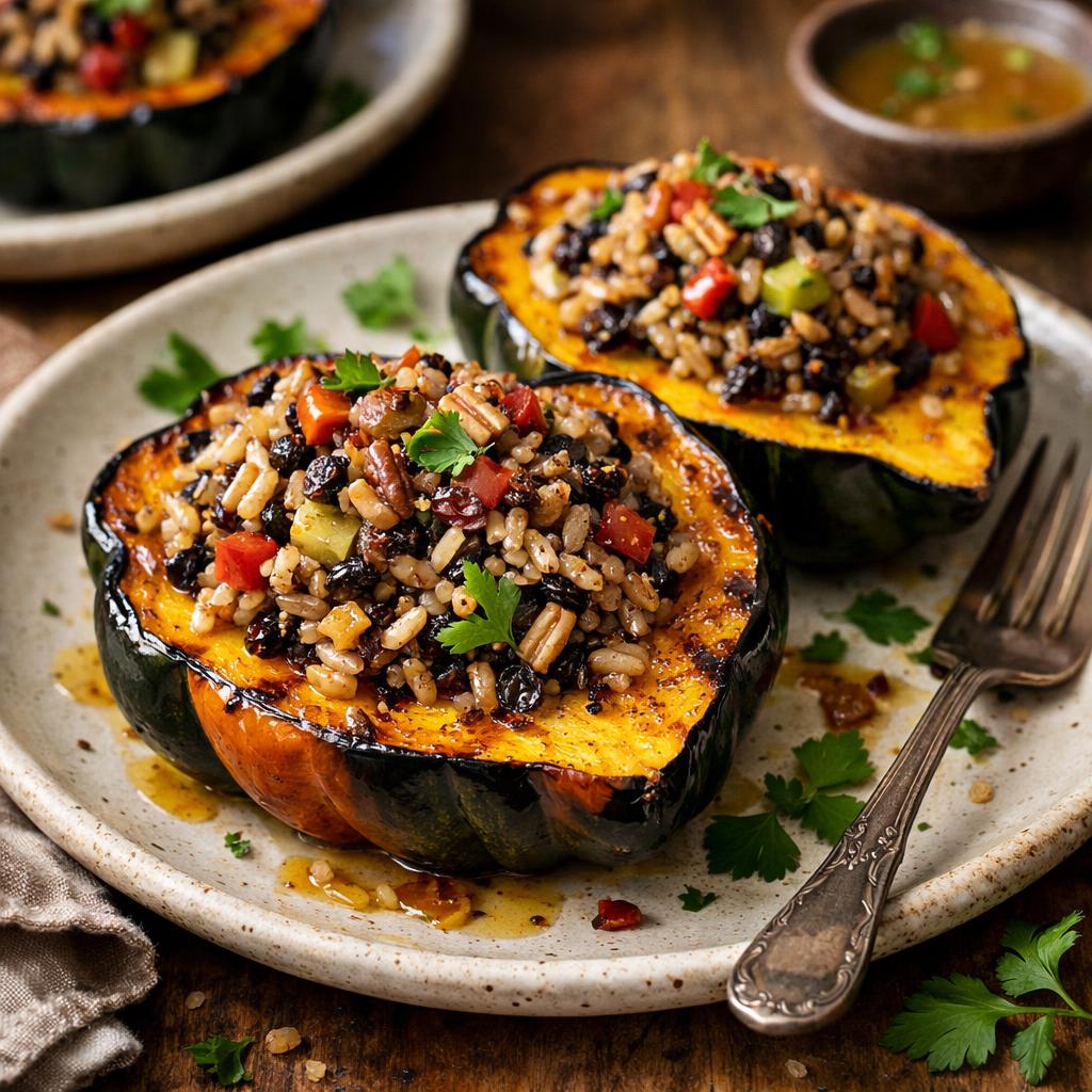Stuffed Acorn Squash with Wild Rice