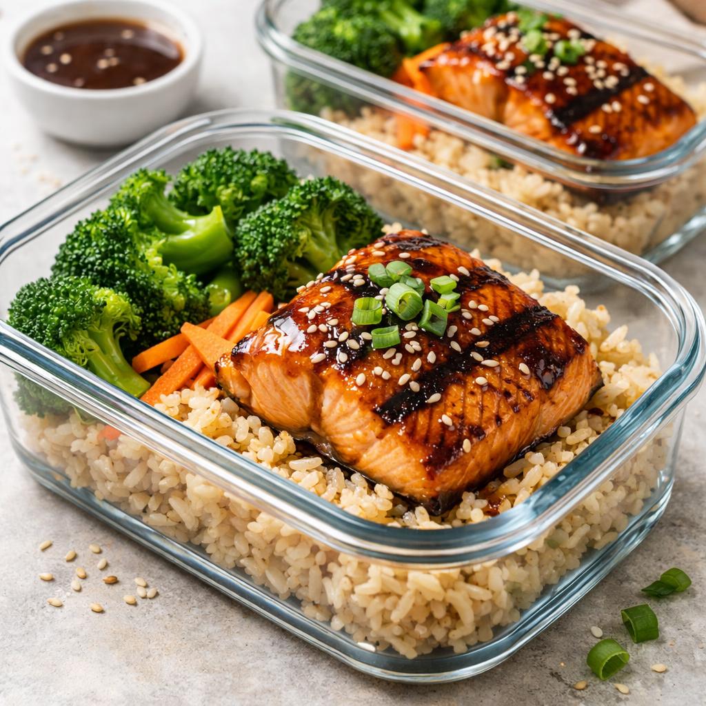 Teriyaki Salmon Rice Bowls Meal Prep