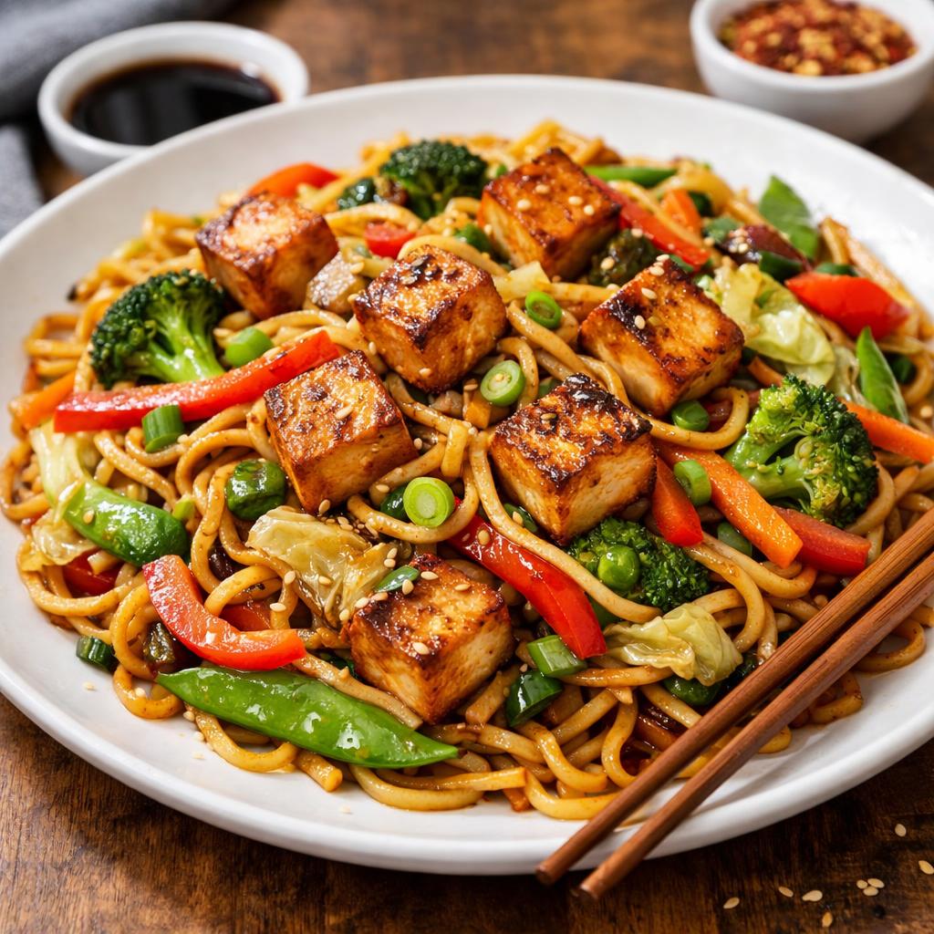 Vegetarian Chow Mein with Tofu