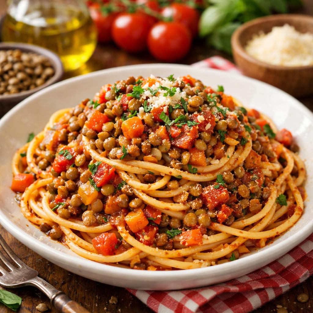 Vegetarian Spaghetti Bolognese with Lentils