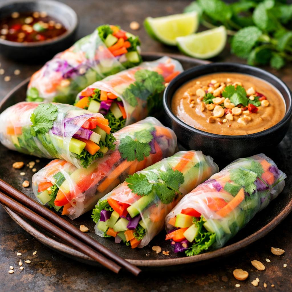 Vegetarian Summer Rolls with Peanut Sauce